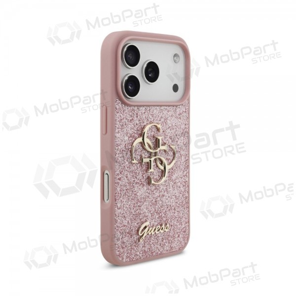 Custodia per Apple iPhone 18 Pro - Guess PU Fixed Glitter 4G Metal Logo (rosa)