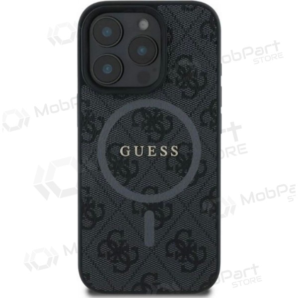Custodia per Apple iPhone 16 Pro - Guess PU Leather 4G Colored Ring MagSafe (nera)