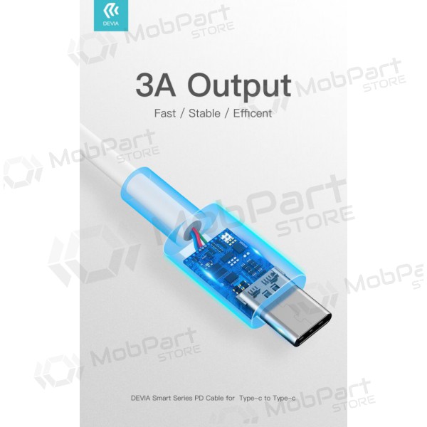 Cavo USB Devia Smart PD Type-C - Type-C 20V 3.0A 60W (bianco)