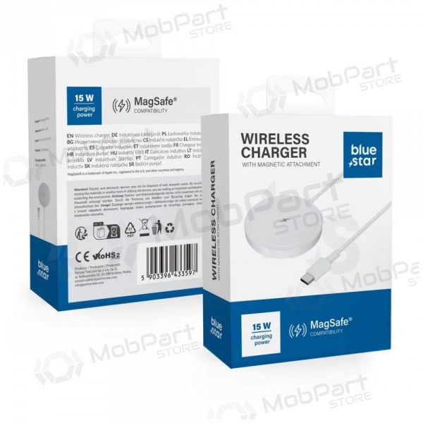 Caricabatterie wireless MagSafe Blue Star Charing Pad 15 W con cavo USB-C bianco