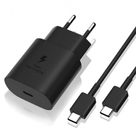 Caricatore originale Samsung EP-TA800NB 25W + Type-C cavo 25W nero