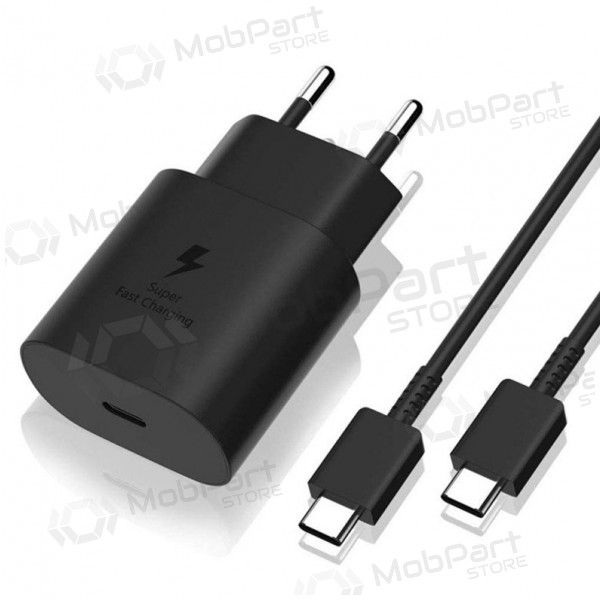 Caricatore originale Samsung EP-TA800NB 25W + Type-C cavo 25W nero
