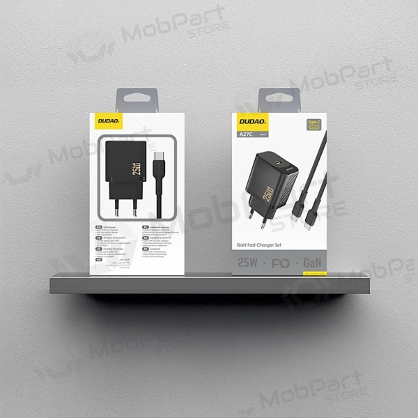 Caricabatterie Dudao A27C GaN 25W USB-C + cavo USB-C a USB-C 1.0m nero