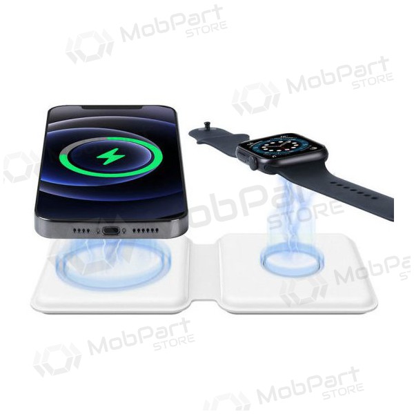 Caricatore senza fili 2in1 Smart Phone, Watch (bianca)