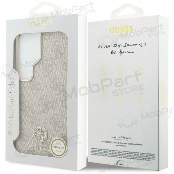 Custodia per Samsung Galaxy S26 Ultra - Guess PU Leather 4G Strass Logo Gold Frame Magnetic (rosa)