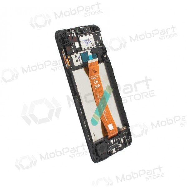 Samsung A127 Galaxy A12s (A125F LCD brown flex) 2021 schermo / display (nero) (con una cornice) (service pack) (originale)