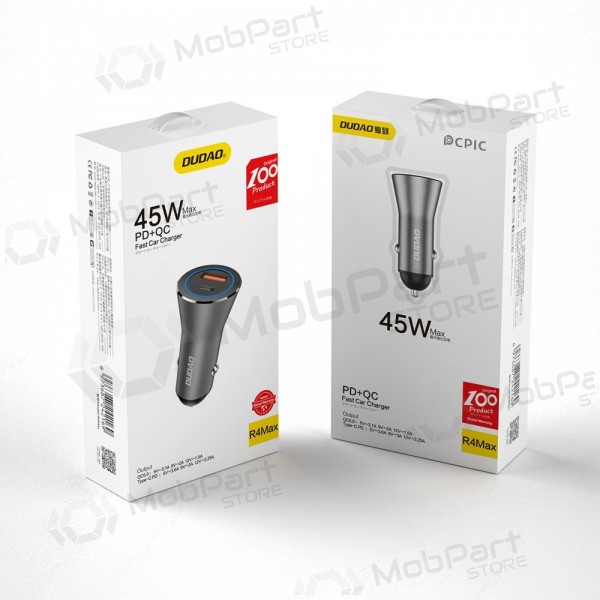 Caricabatterie per telefono da auto Dudao R4Max 55 W USB-C + USB-A grigio