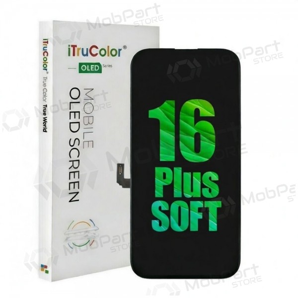Ekranas per iPhone 16 Plus su lietimui jautriu stikliuku Premium OLED (with Removable IC)