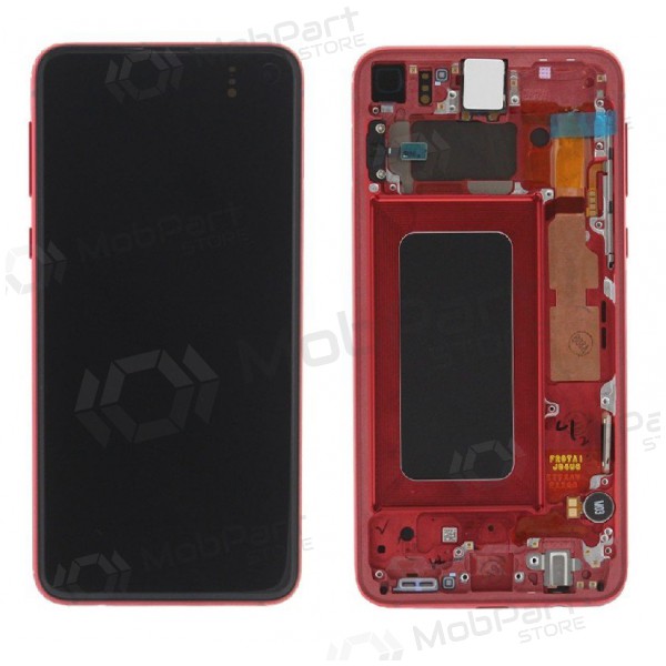 Samsung G970F Galaxy S10e schermo / display (Cardinal Red) (con una cornice) (usato grade A, originale)