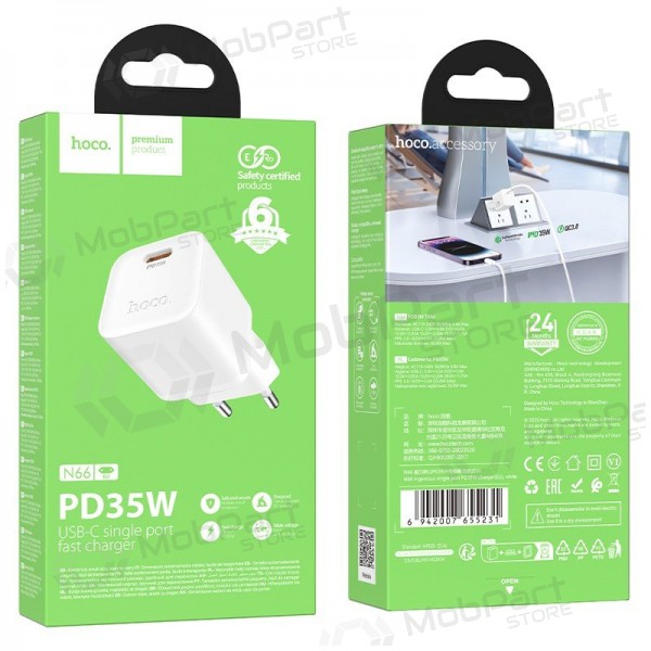 Caricabatterie per telefono Hoco N66 35 W GaN USB-C bianco