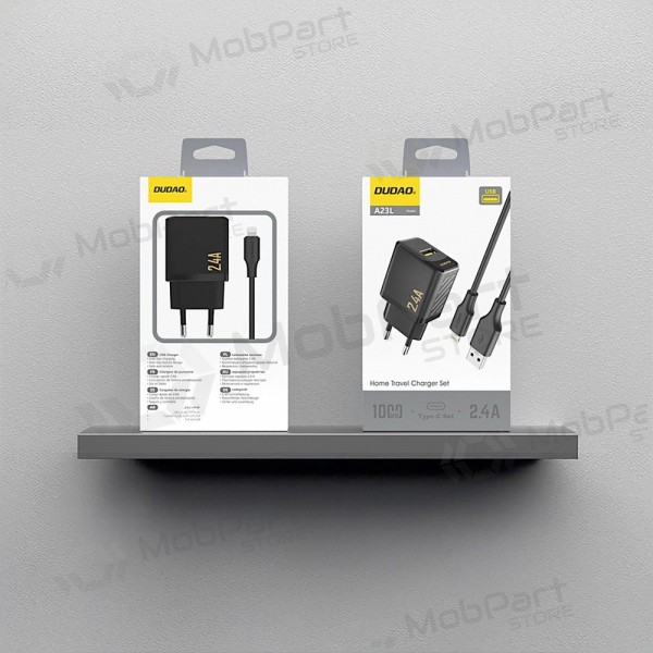 Caricabatterie per telefono Dudao A23L 12 W USB-A con cavo da USB-A a Lightning 1 m nero