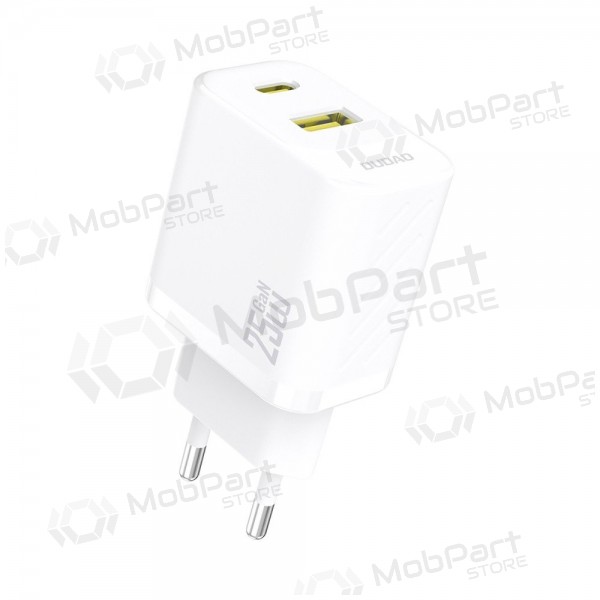 Caricabatterie per telefono Dudao A26T 25 W GaN USB-C + USB-A bianco