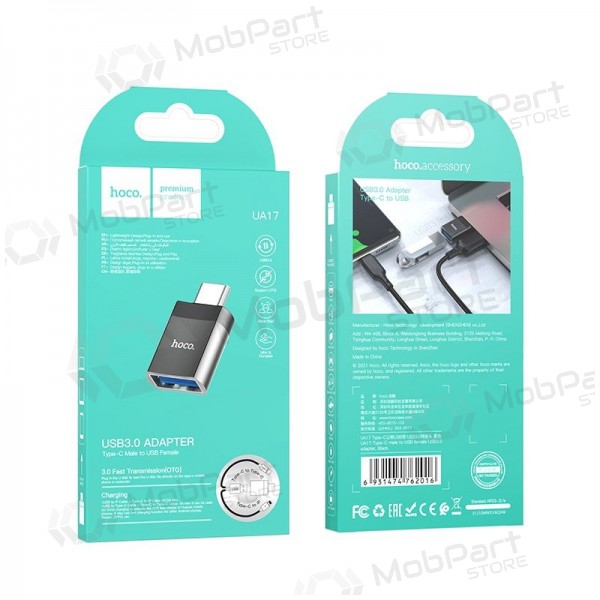 Adattatore USB-C Hoco UA17 da USB-C a USB-A nero