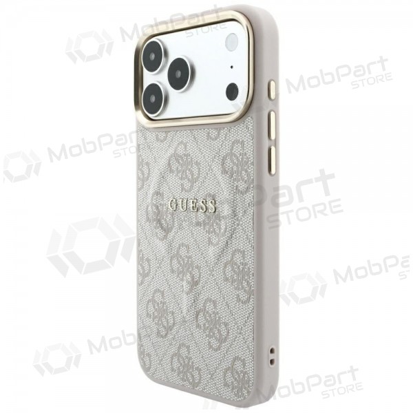 Custodia per Apple iPhone 18 Pro - Guess PU Leather 4G Gold Frame Embossed MagSafe (rosa)
