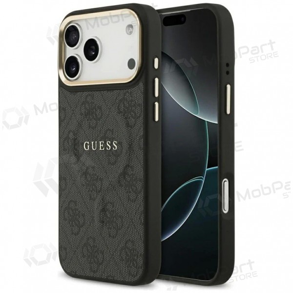 Custodia per Apple iPhone 17 Pro - Guess PU Leather 4G Gold Frame MagSafe (nera)