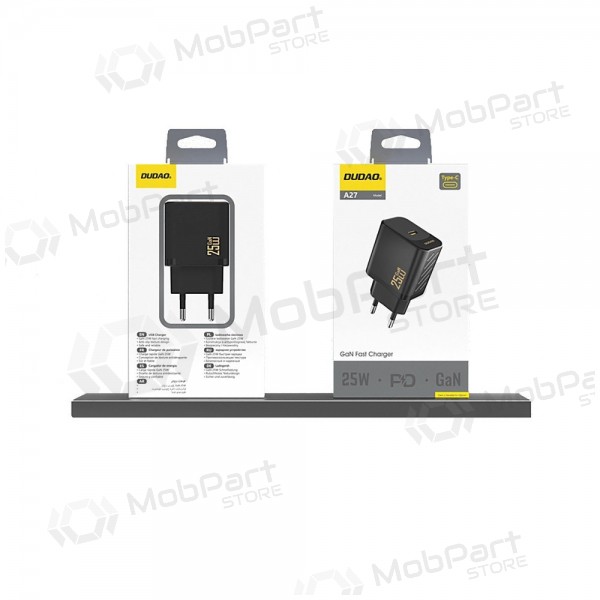 Caricabatterie per telefono Dudao A27 25 W GaN USB-C nero