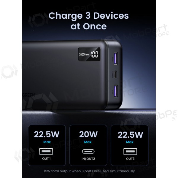 Batteria esterna Power Bank Ugreen PB313 20W 20000mAh (25683) nero Batteria esterna Power Bank Ugreen PB313 20W 20000mAh (25683) nero