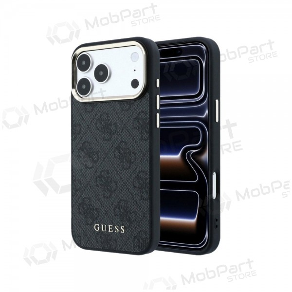 Custodia per Apple iPhone 18 Pro - Guess PU Leather 4G Gold Frame MagSafe (nera)