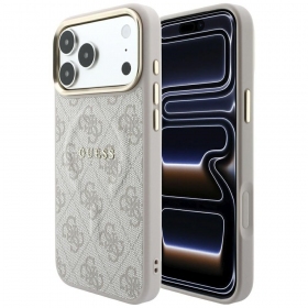Custodia per Apple iPhone 18 Pro - Guess PU Leather 4G Gold Frame Embossed MagSafe (nera)