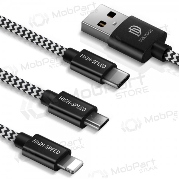 Cavo USB Dux Ducis K-ONE 3in1 microUSB-Lightning-Type-C FastCharging 1.2m