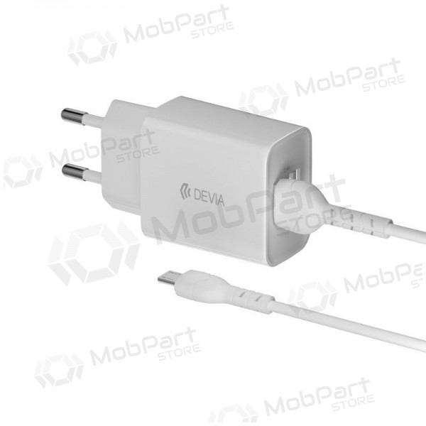 Caricatore Devia Smart x 2 USB (2.4A) + MicroUSB, (bianca)