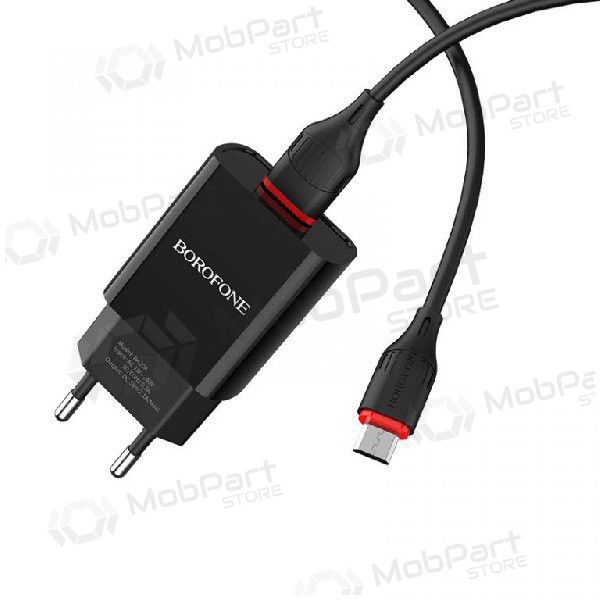 Caricatore BOROFONE BA20A Sharp USB + microUSB cavo (5V 2.1A) (nero)