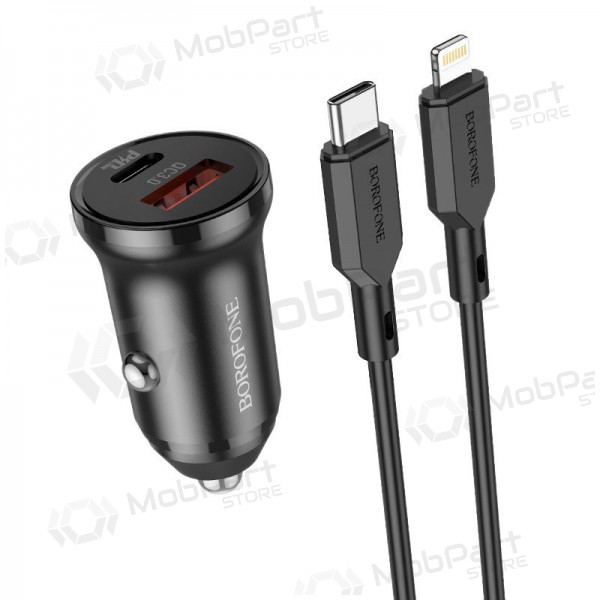 Caricatore automobilinis Borofone BZ18A USB-A/Type-C PD20W+QC3.0 + Lightning (nero)