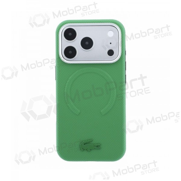Custodia per Apple iPhone 18 Pro - Lacoste PVC Petit Pique Semi Wrap Embossed MagSafe (verde)