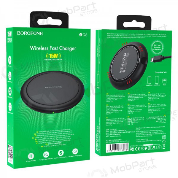Caricatore senza fili Borofone BQ6 QC3.0 (15W) (nero)