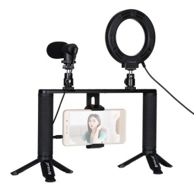 Kit da blogger con lampada ad anello a LED, supporti, supporto per telefono e microfono