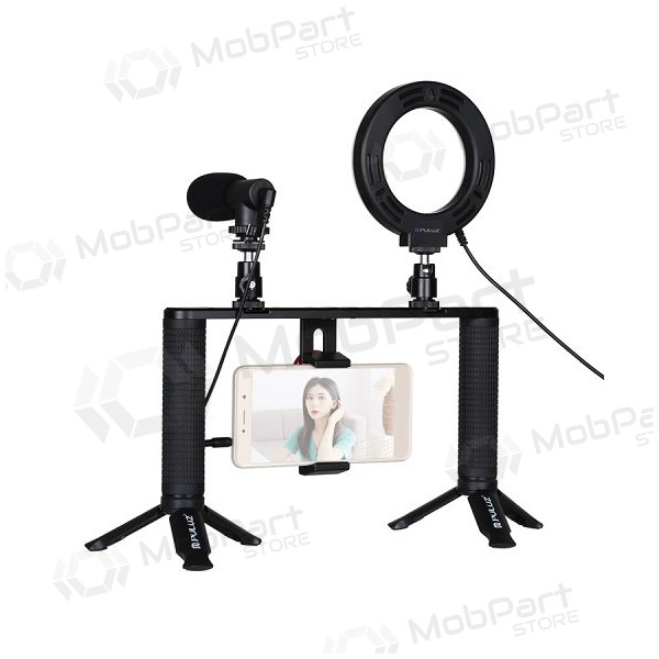 Kit da blogger con lampada ad anello a LED, supporti, supporto per telefono e microfono