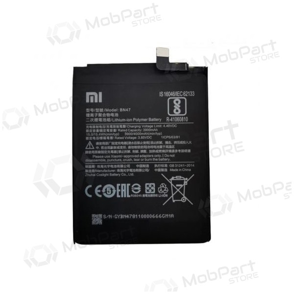 Xiaomi Mi A2 Lite, Redmi 6 Pro batteria, akumuliatorius (BN47) (originale) Xiaomi Mi A2 Lite, Redmi 6 Pro batteria, akumuliatorius (BN47) (originale)