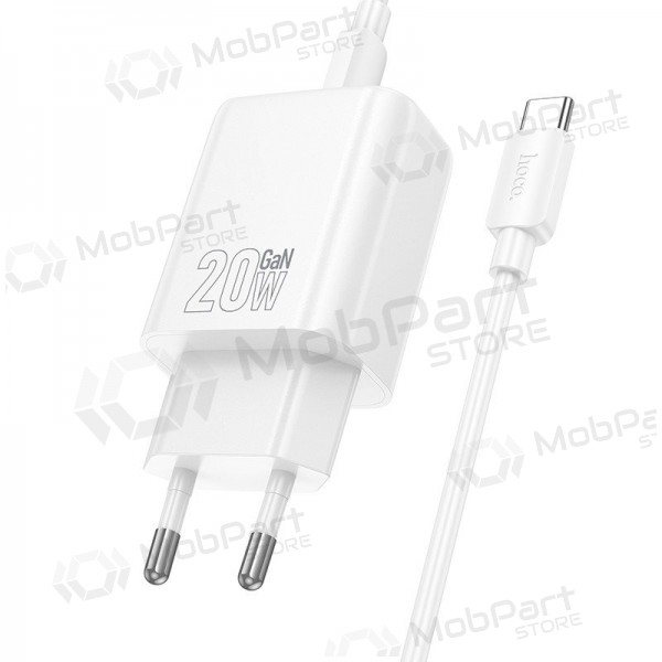Caricabatterie per telefono Hoco N60 GaN USB-C con cavo USB-C da 1 m bianco