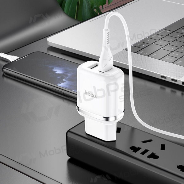 Caricatore Hoco N4 X 2 USB  jungtimis + Lightning (2.4A) (bianca)