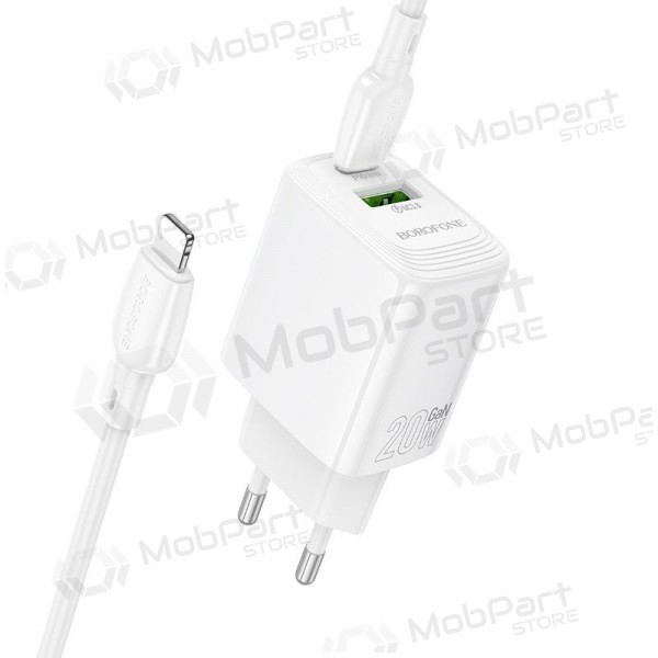 Caricabatterie per telefono Borofone BN27 20 W USB-C + USB-A con cavo Lightning 1 m bianco