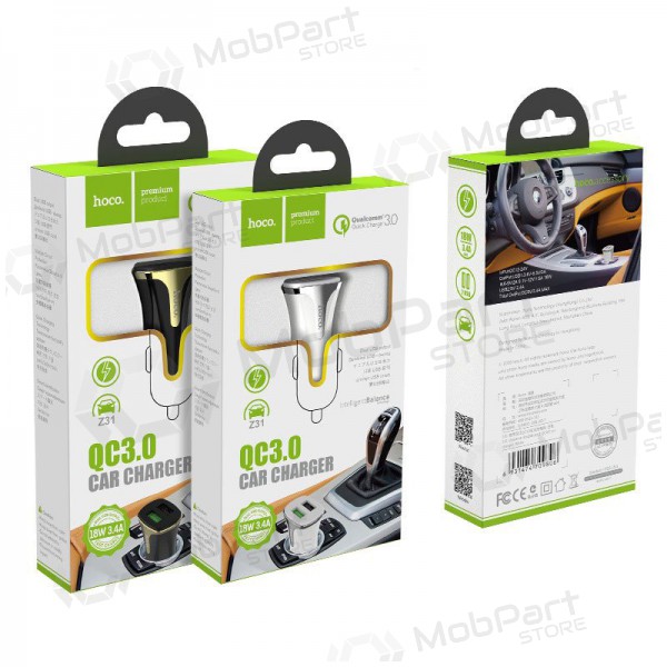 Caricatore automobilinis Hoco Z31 Quick Charge 3.0 (3.4A) x 2 USB (bianca)
