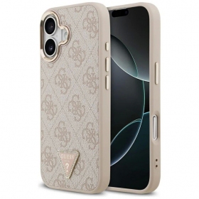 Custodia per Apple iPhone 17 - Guess PU Leather 4G Strass Triangle Logo Gold Frame MagSafe
