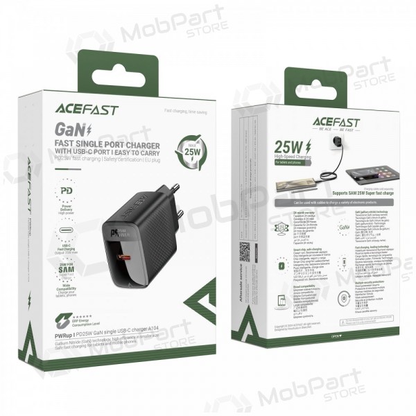 Caricabatterie per telefono Acefast A104 25 W GaN USB-C nero