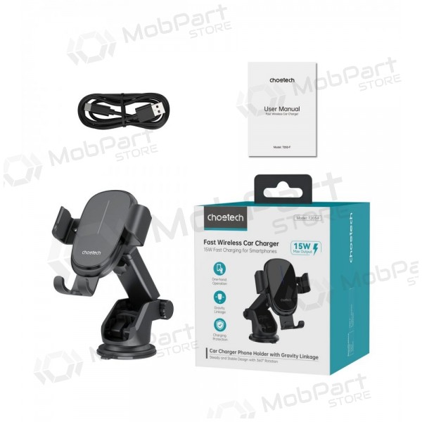 Automobilinis laikiklis-caricatore Choetech T203-F 15W Gravity Car Charger Holder nero