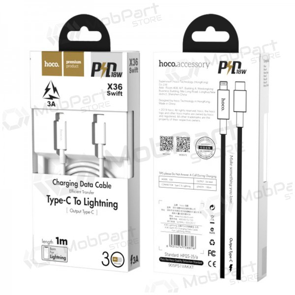 USB cavo Hoco X36 PD Type-C - Lightning 1.0m (bianca)