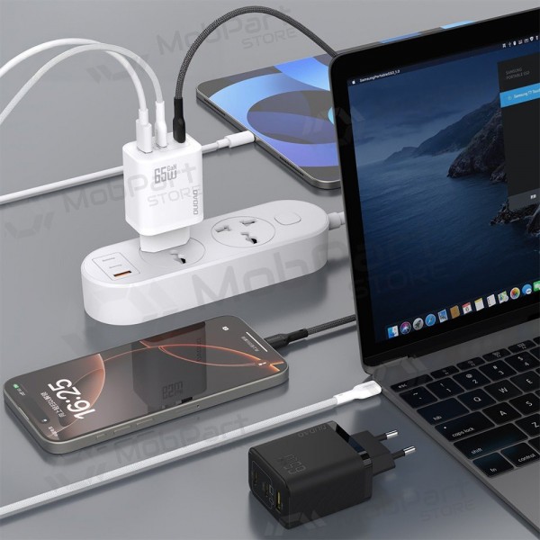 Caricabatterie per telefono Dudao A28PC 45 W GaN 2x USB-C con cavo USB-C 1 m nero