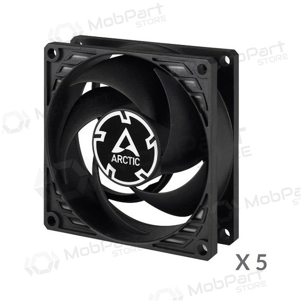 ARCTIC P8 Silent ypač tylūs korpuso ventiliatoriai, 3-pin, 80mm, juodi, 5 pz.