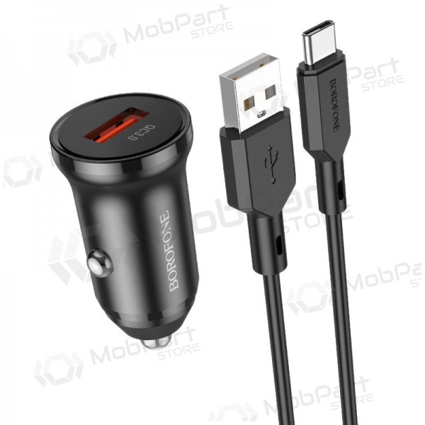 Caricatore automobilinis Borofone BZ18 Quick Charge 3.0 18W + Type-C (nero)