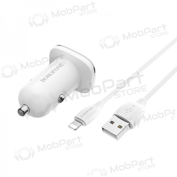 Caricatore automobilinis Borofone BZ12 USB + Lightning (2.4A) (bianca)