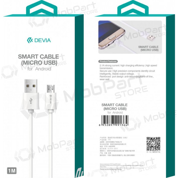 USB cavo Devia Smart microUSB 1.0m (bianca)