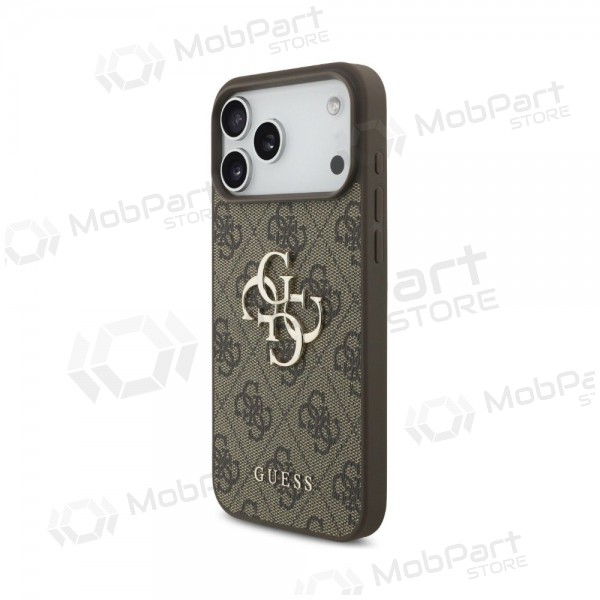 Custodia per Apple iPhone 18 Pro - Guess PU 4G Metal Logo (marrone)