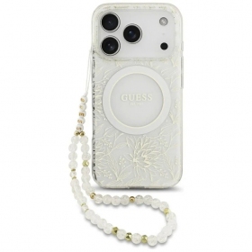Custodia per Apple iPhone 18 Pro Max - Guess IML Flowers Allover Strap MagSafe