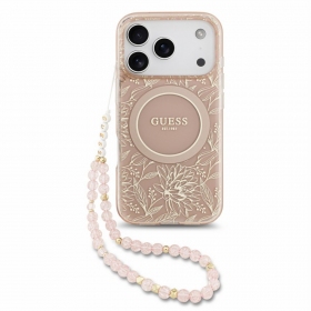 Custodia per Apple iPhone 18 Pro Max - Guess IML Flowers Allover Strap MagSafe