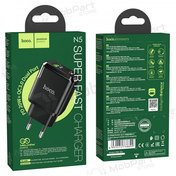 Caricatore Hoco N5 USB Quick Charge 3.0 + PD 20W (3.1A) (nero)