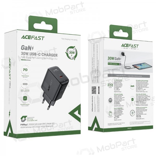 Caricatore buitinis Acefast A21 30W GaN USB-C nero